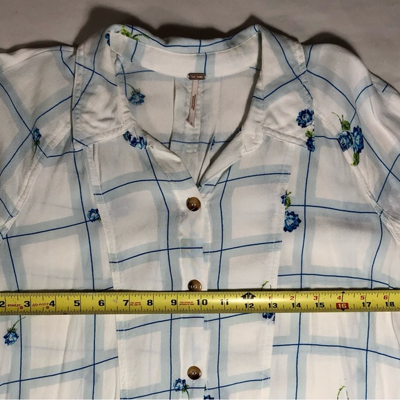 Free People Women’s Small Floral Geometric Viscose Button Up Long Sleeve Shirt - Picture 8 of 8